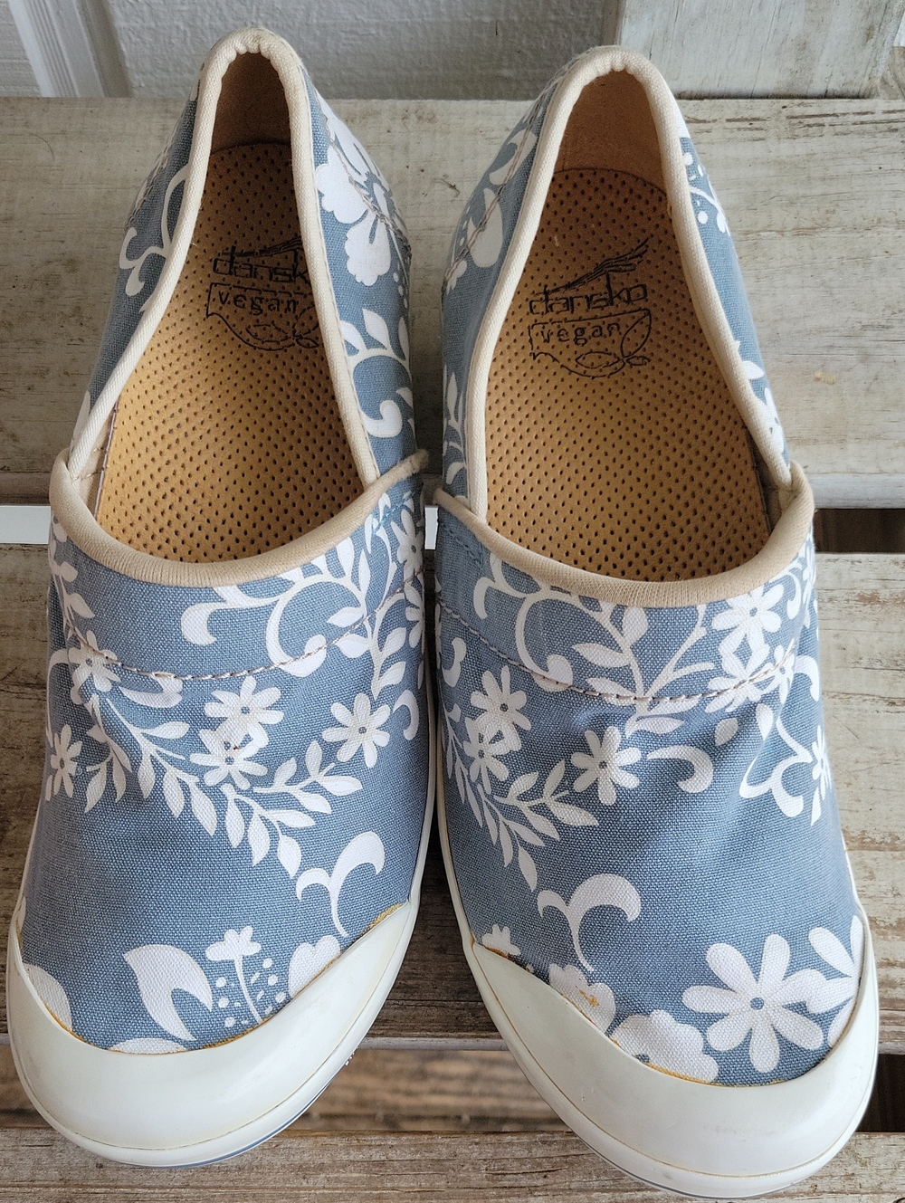 Dansko Light Blue Canvas Floral Slip-On Sneakers